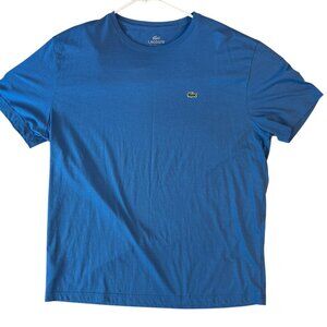 Lacoste Shirt Mens 2XL Blue Pima Cotton Crewneck Crocodile Logo Embroidered Tee